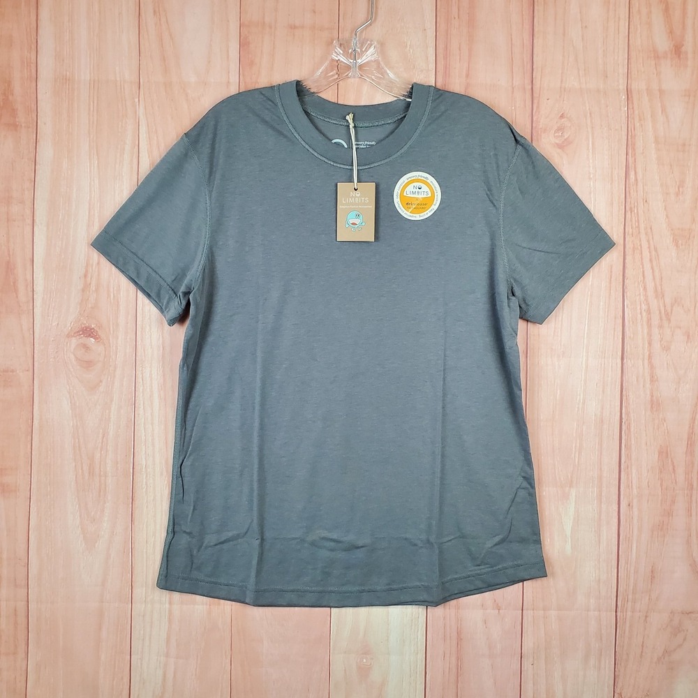 No Limbits Drirelease Freshguard Tee Shirt Womens Large Gray Logo Crew Neck